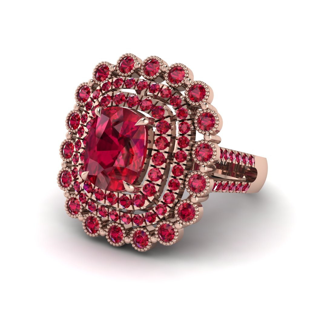 Ruby Multi Halo Oval Engagement Ring - Caitlin No. 56
