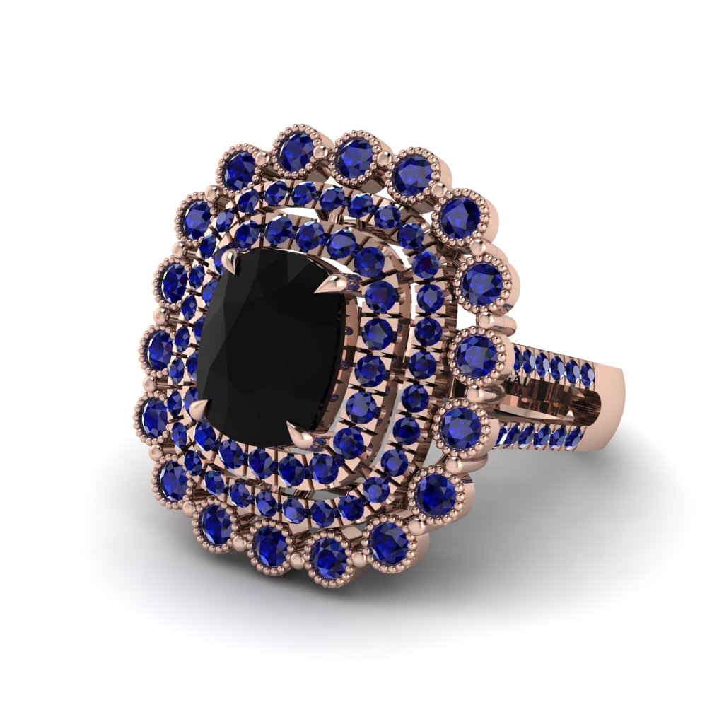 Sapphire Multi Halo Oval Engagement Ring - Caitlin No. 68