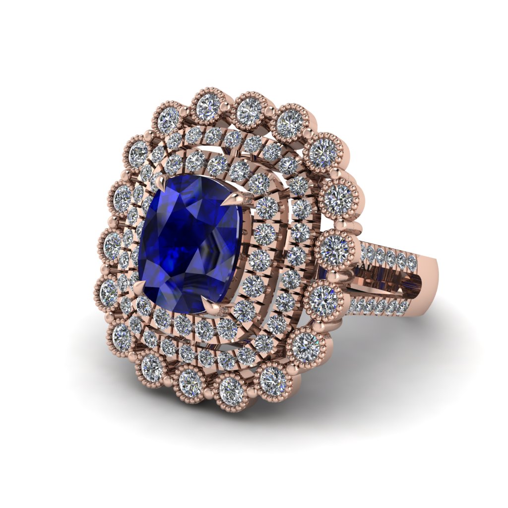 Diamond Multi Halo Oval Engagement Ring - Caitlin No. 14