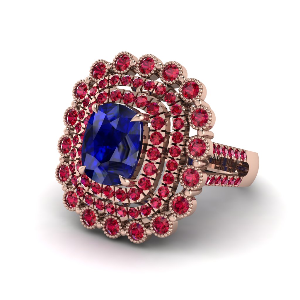 Ruby Multi Halo Oval Engagement Ring - Caitlin No. 59