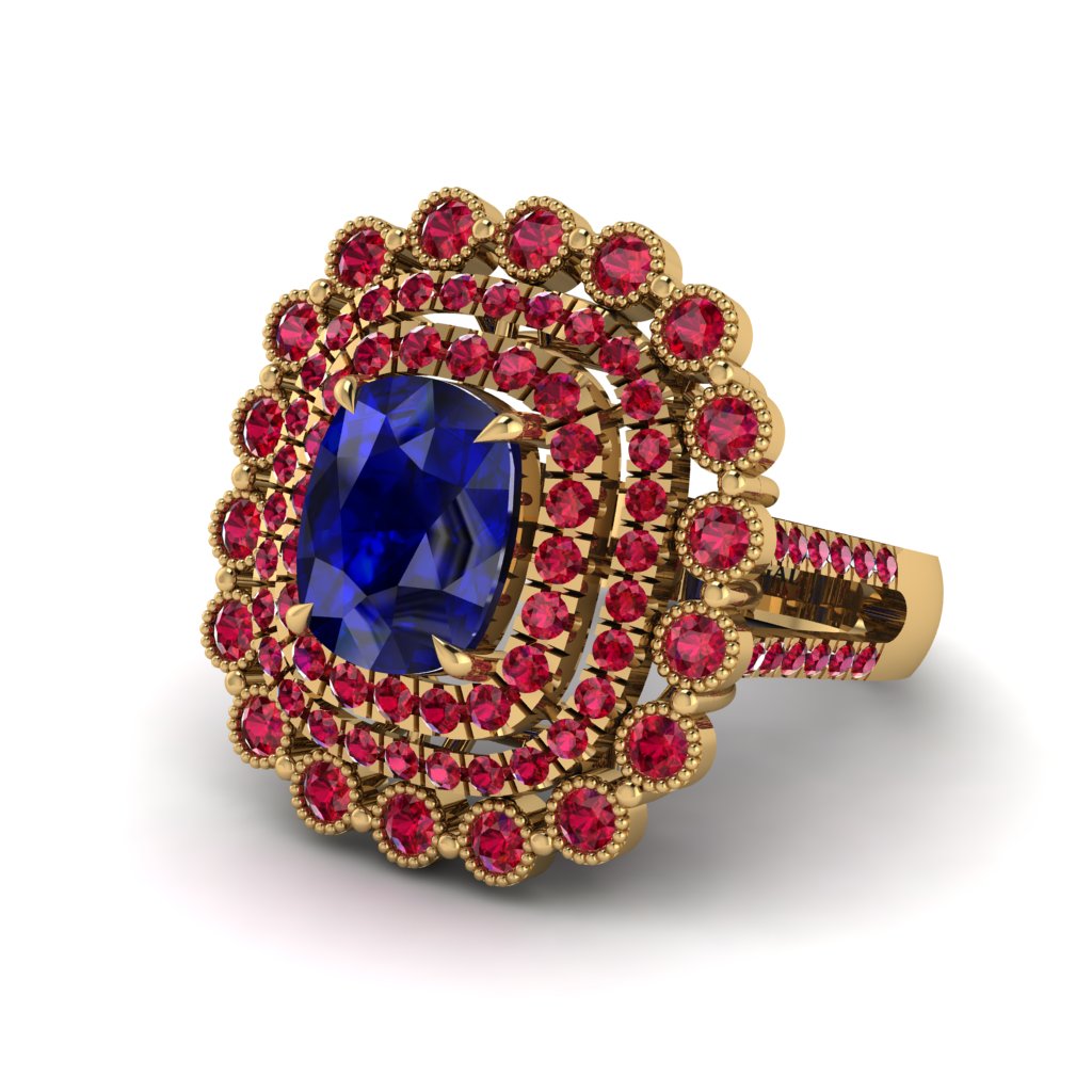Ruby Multi Halo Oval Engagement Ring - Caitlin No. 58