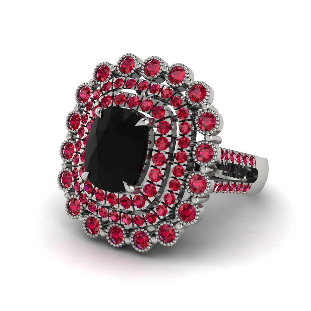 Ruby Multi Halo Oval Engagement Ring - Caitlin No. 54