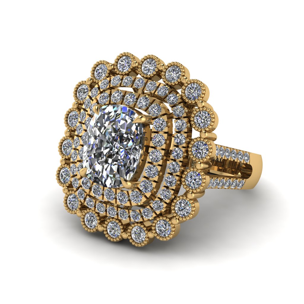 Diamond Multi Halo Oval Engagement Ring - Caitlin No. 1