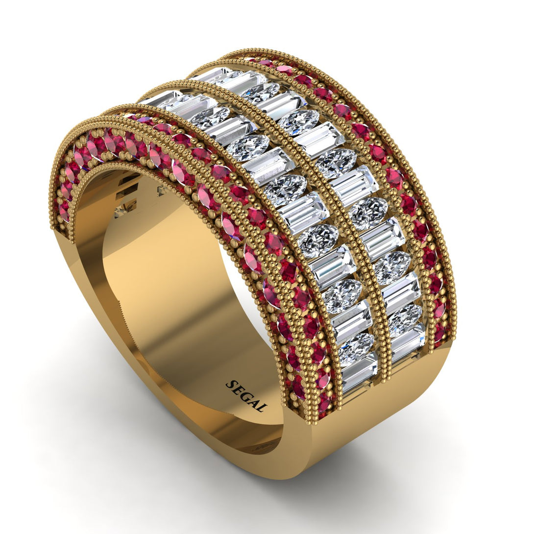 Diamond Multi-Row Halo Wedding Band - Blake No. 46