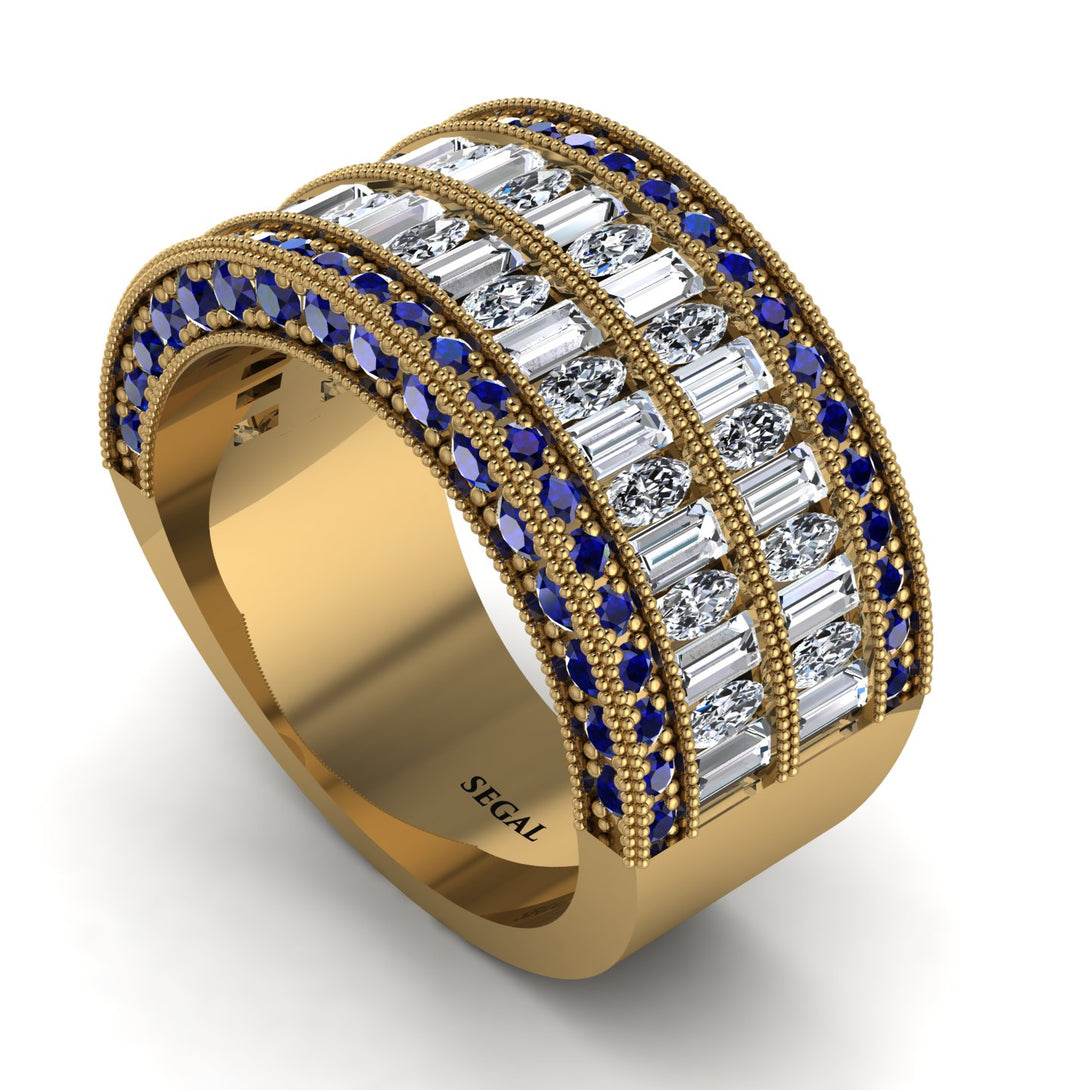 Diamond Multi-Row Halo Wedding Band - Blake No. 61
