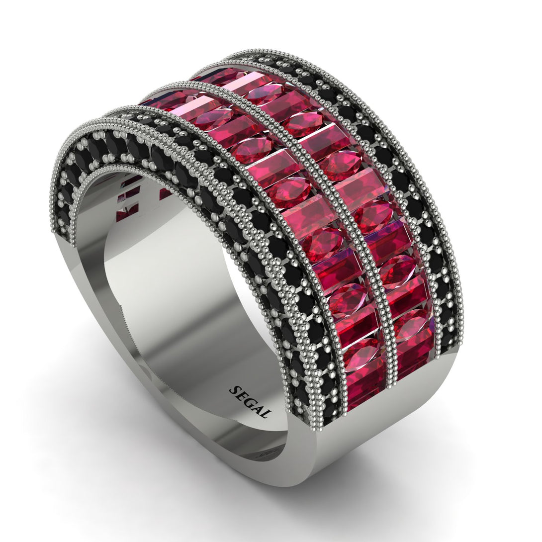 Ruby Multi-Row Halo Wedding Band - Blake No. 42