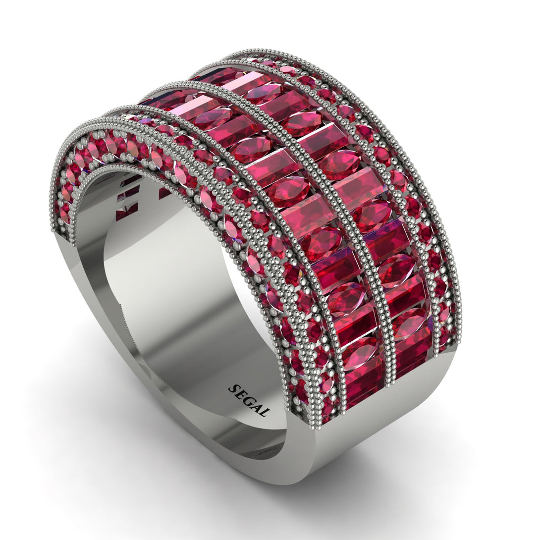 Ruby Multi-Row Halo Wedding Band - Blake No. 57