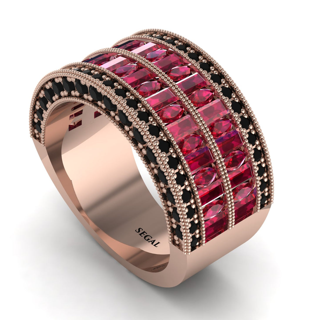 Ruby Multi-Row Halo Wedding Band - Blake No. 41