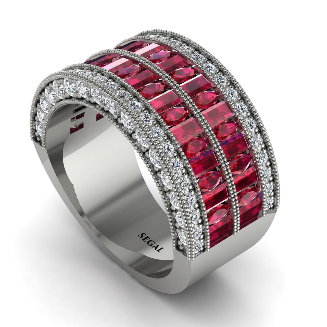 Ruby Multi-Row Halo Wedding Band - Blake No. 12