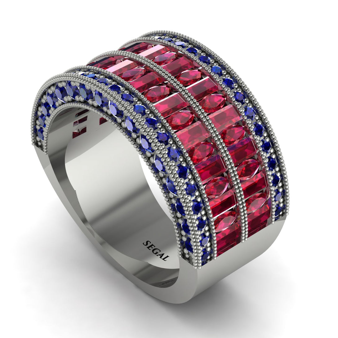 Ruby Multi-Row Halo Wedding Band - Blake No. 72