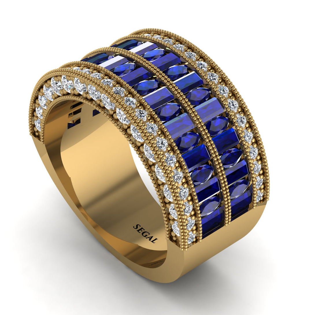 Sapphire Multi-Row Halo Wedding Band - Blake No. 13