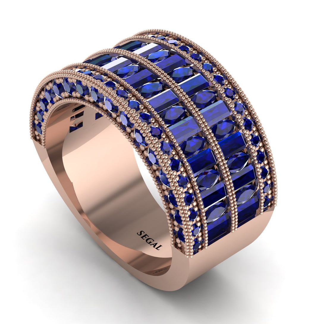 Sapphire Multi-Row Halo Wedding Band - Blake No. 74