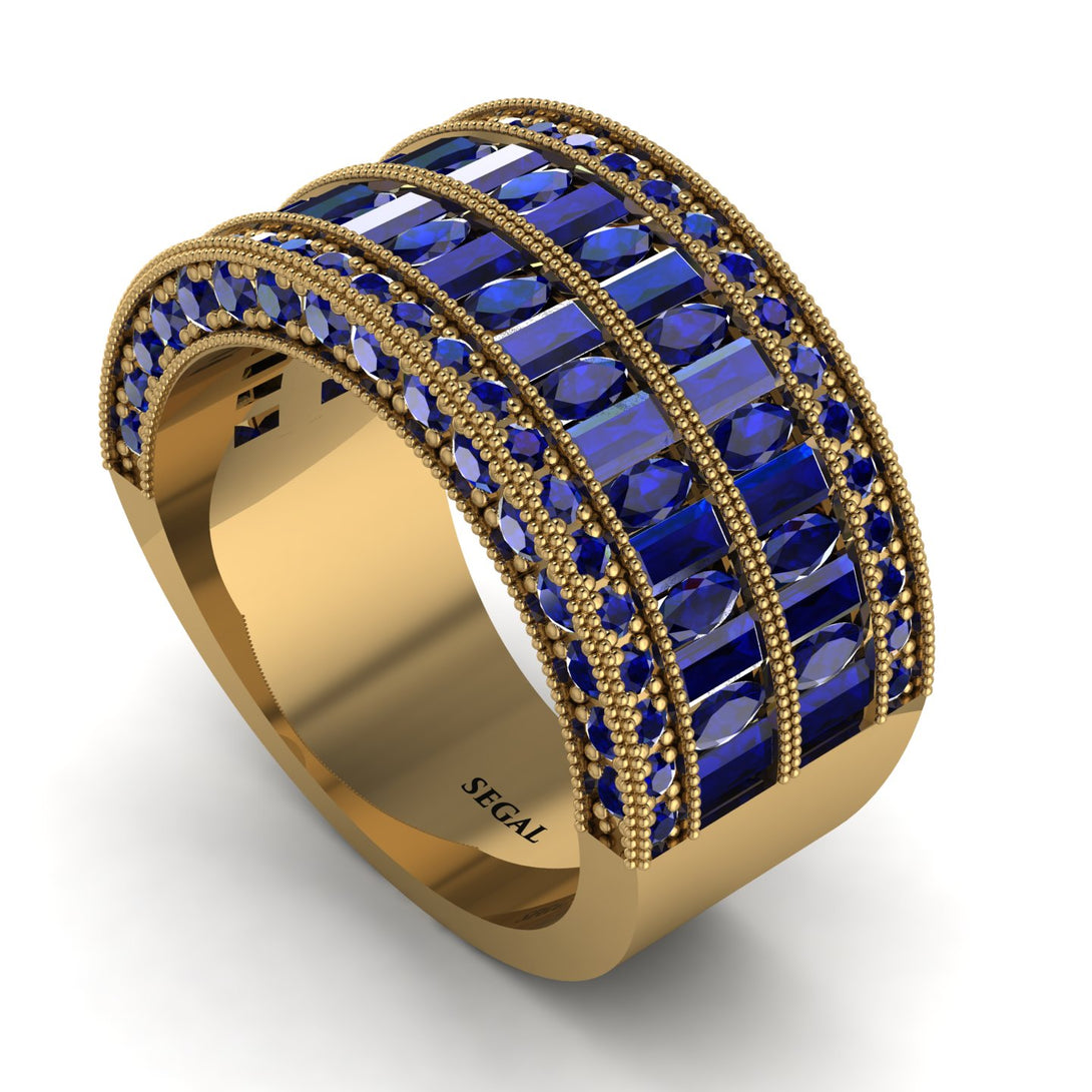 Sapphire Multi-Row Halo Wedding Band - Blake No. 73