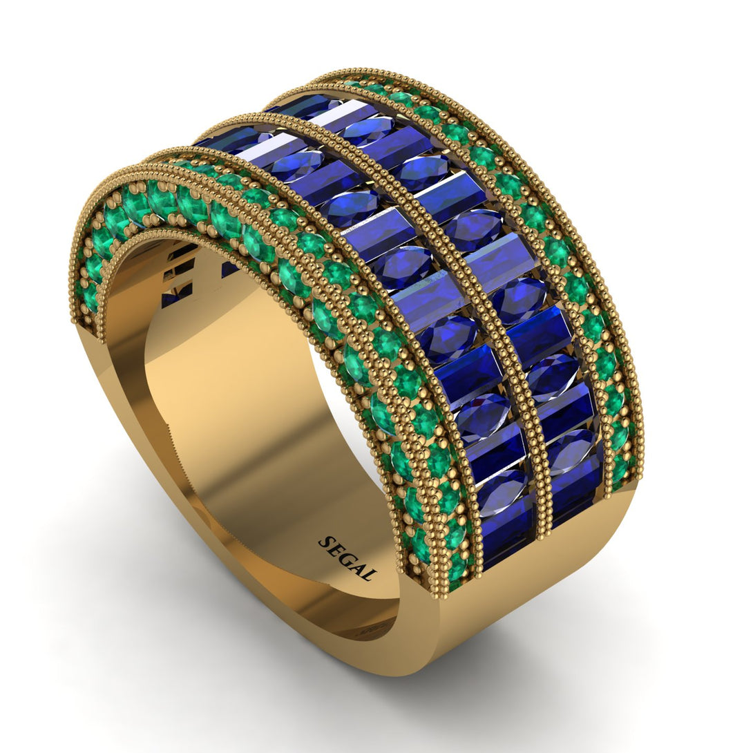 Sapphire Multi-Row Halo Wedding Band - Blake No. 28