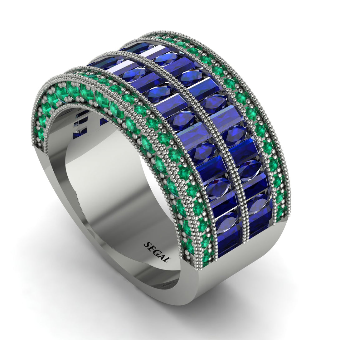 Sapphire Multi-Row Halo Wedding Band - Blake No. 30