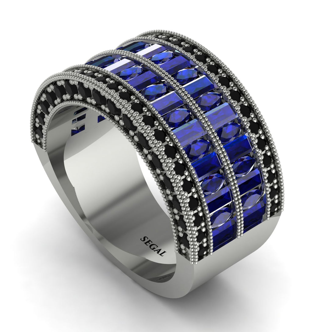 Sapphire Multi-Row Halo Wedding Band - Blake No. 45