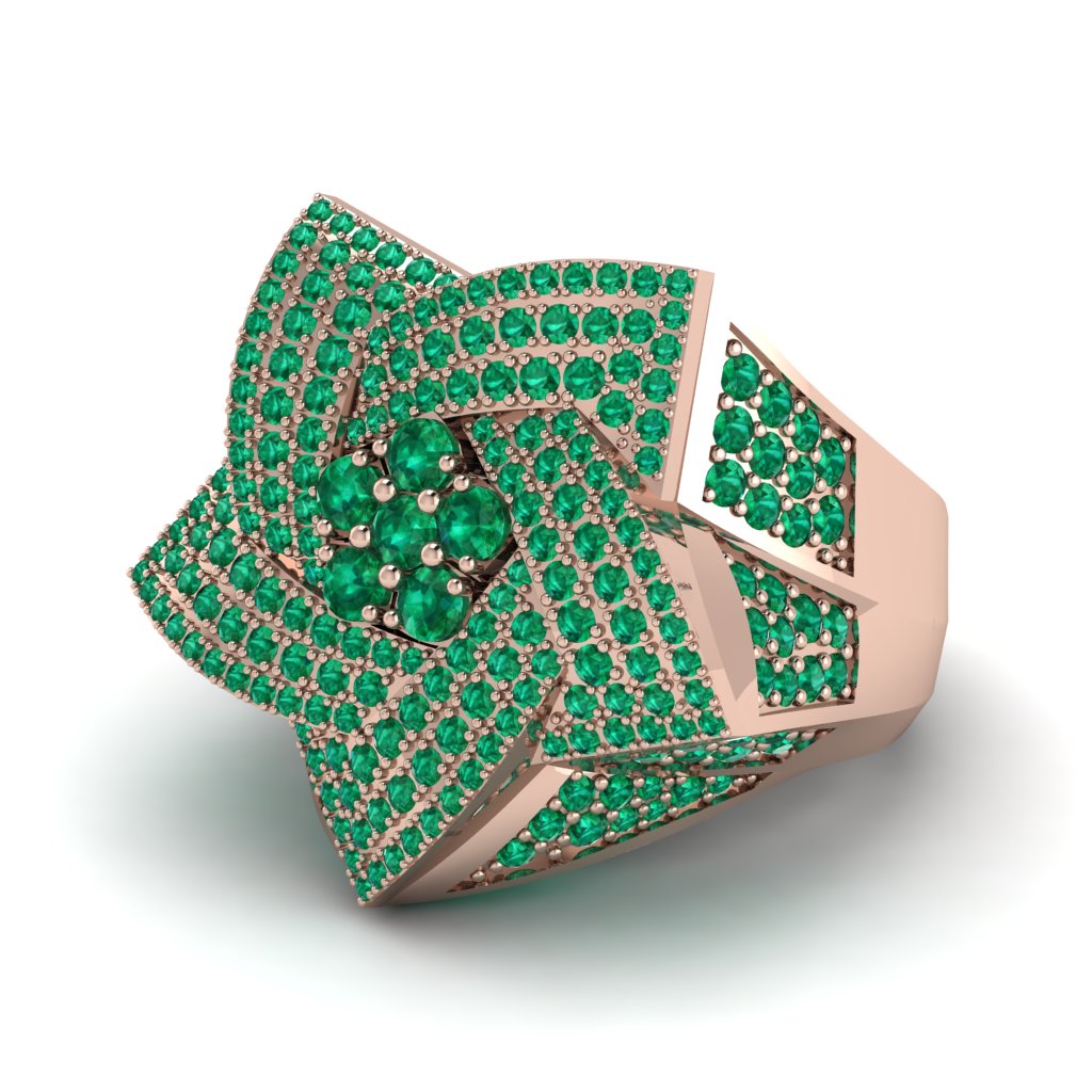 Natural Emeralds Men's Star Fashion Ring - Toby No. 5