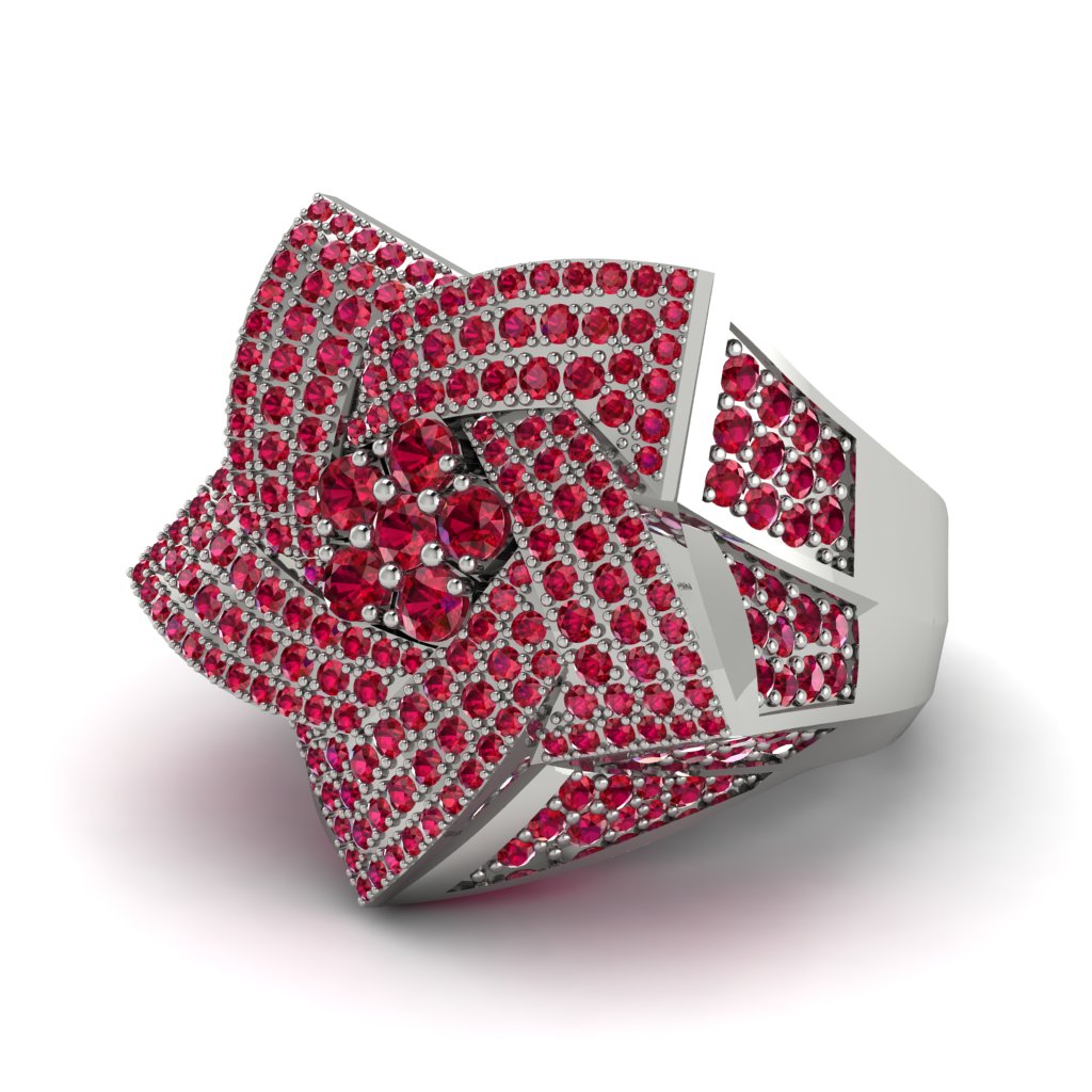 Natural Rubys Men's Star Fashion Ring - Toby No. 12