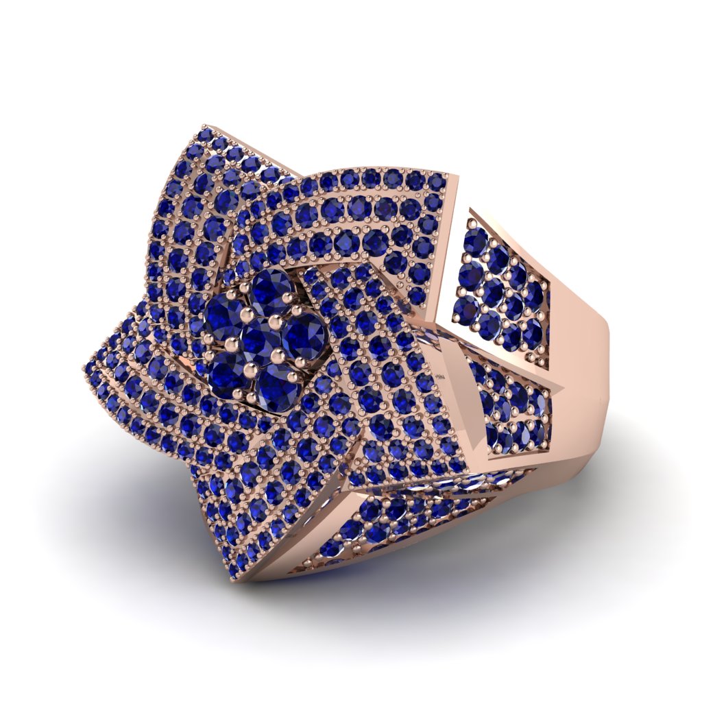 Natural Sapphires Men's Star Fashion Ring - Toby No. 14