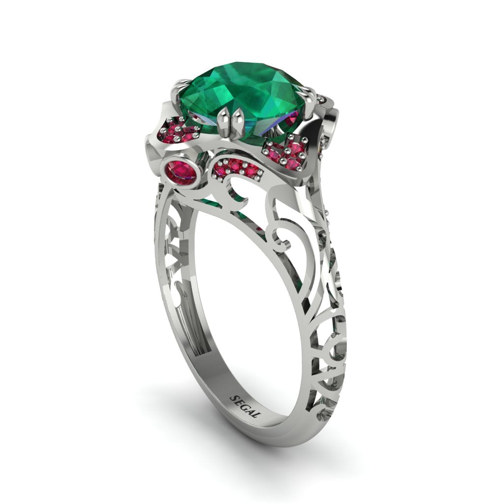 Emerald Ornate Filigree Engagement Ring - Evie No. 51