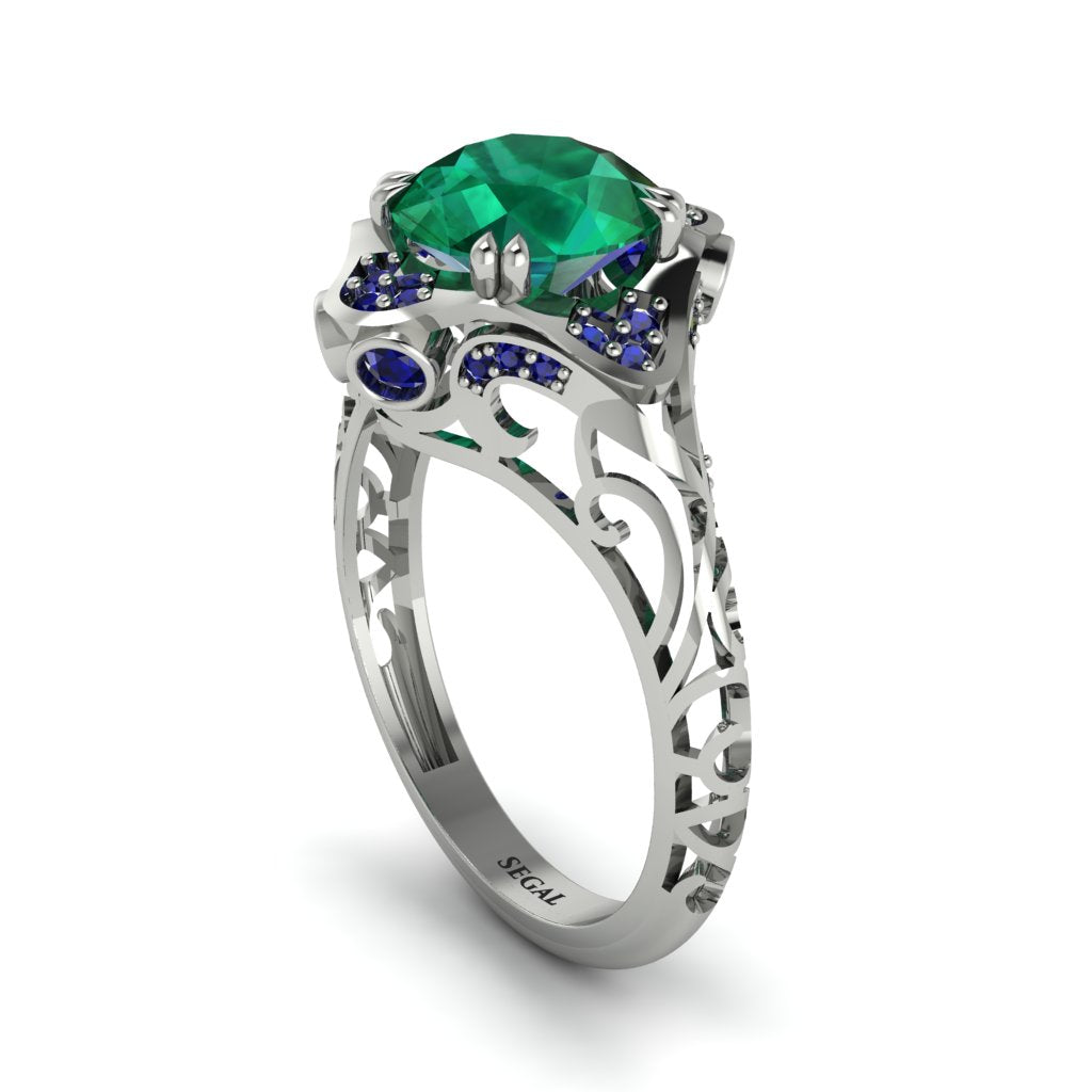 Emerald Ornate Filigree Engagement Ring - Evie No. 66