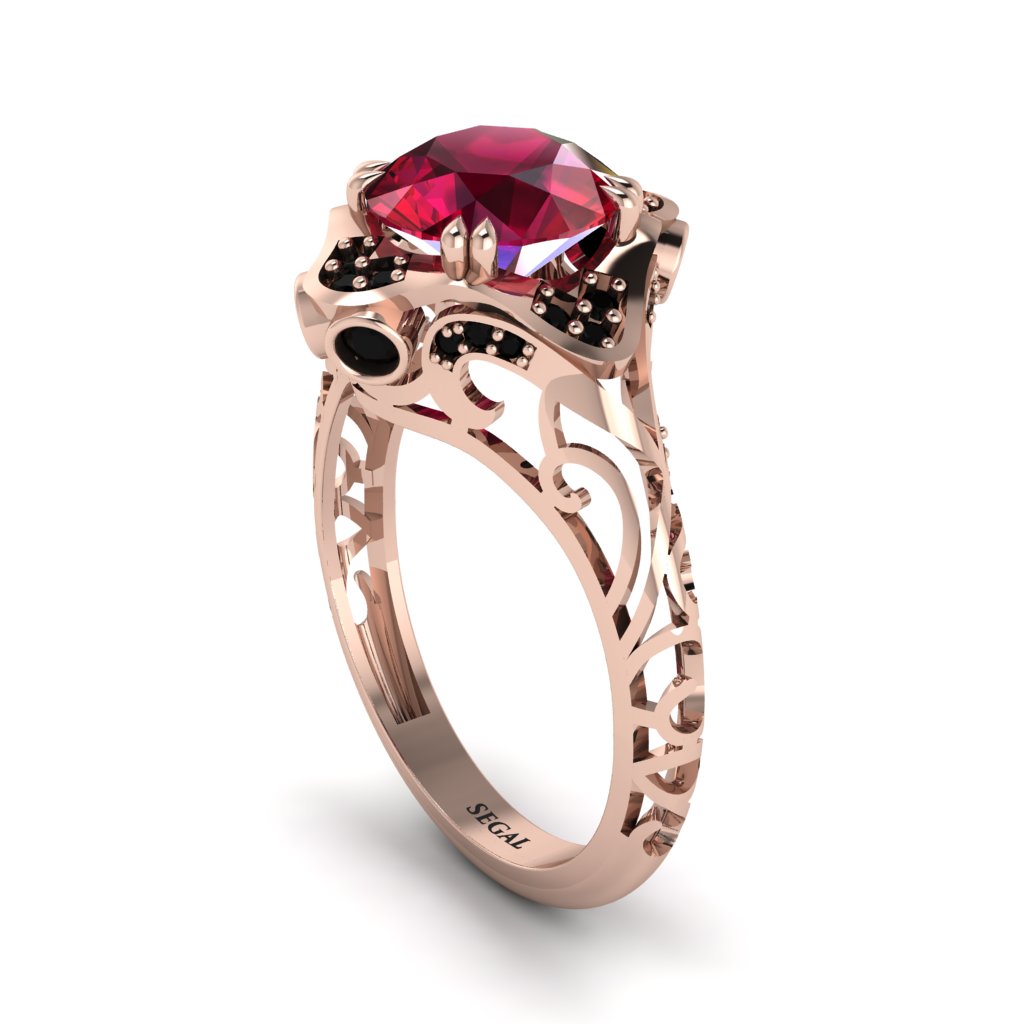 Ruby Ornate Filigree Engagement Ring - Evie No. 41
