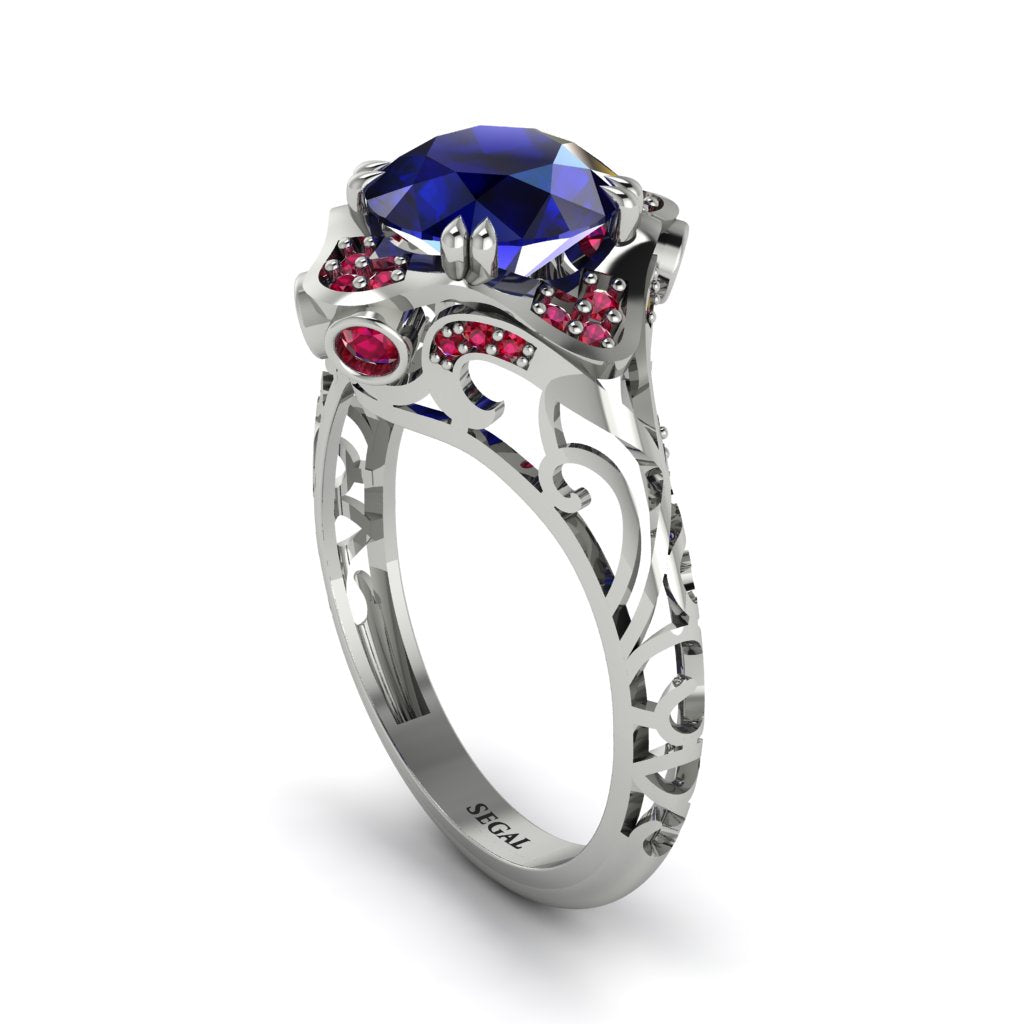Sapphire Ornate Filigree Engagement Ring - Evie No. 60