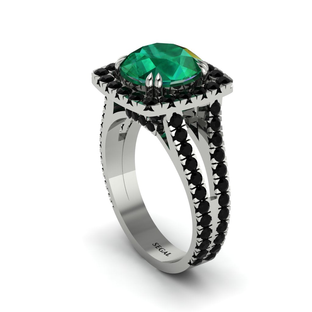 Emerald Pave Split Shank Engagement Ring - Averie No. 36