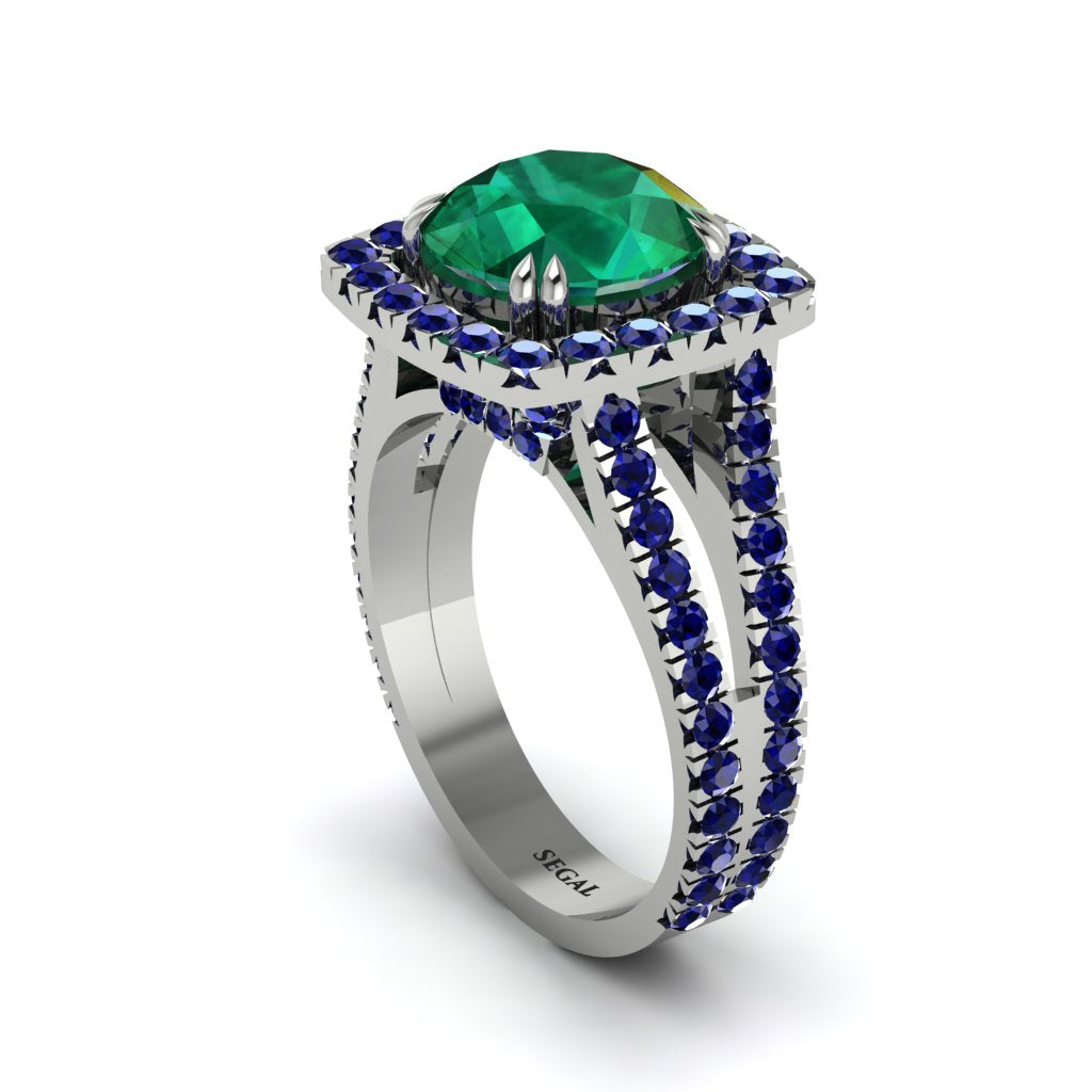 Emerald Pave Split Shank Engagement Ring - Averie No. 66