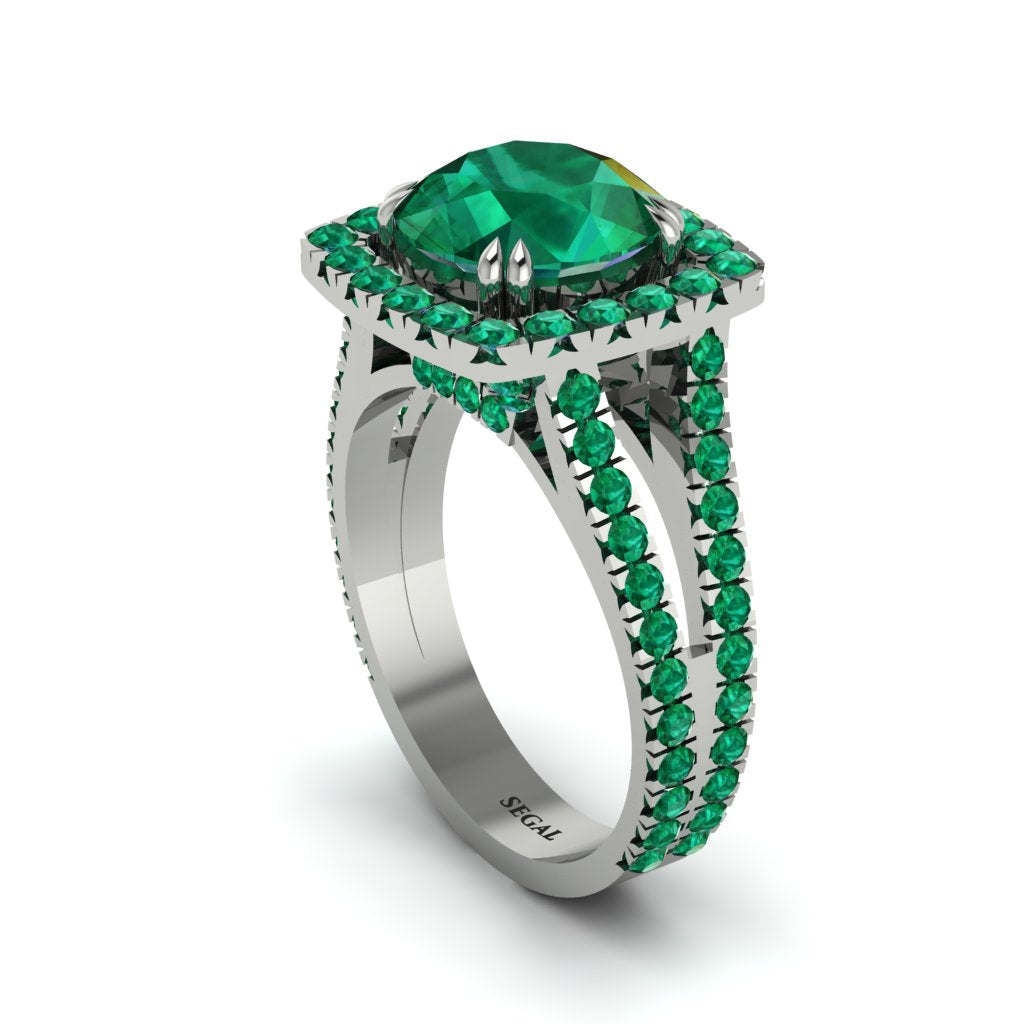 Emerald Pave Split Shank Engagement Ring - Averie No. 21