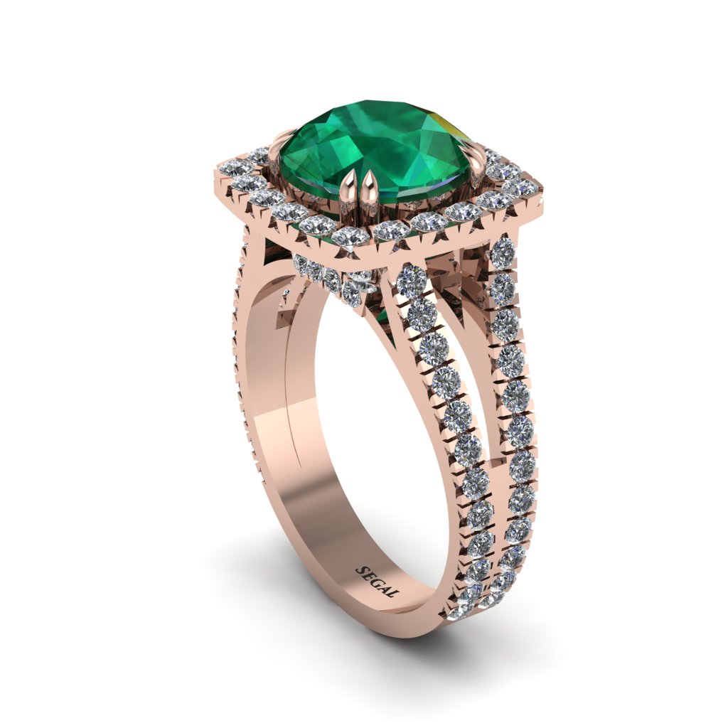Emerald Pave Split Shank Engagement Ring - Averie No. 5