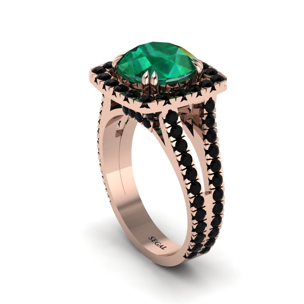 Emerald Pave Split Shank Engagement Ring - Averie No. 35