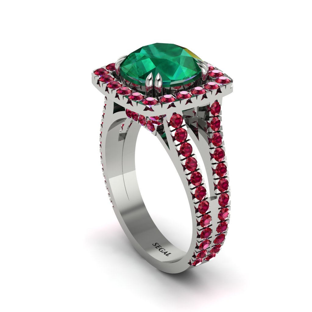 Emerald Pave Split Shank Engagement Ring - Averie No. 51