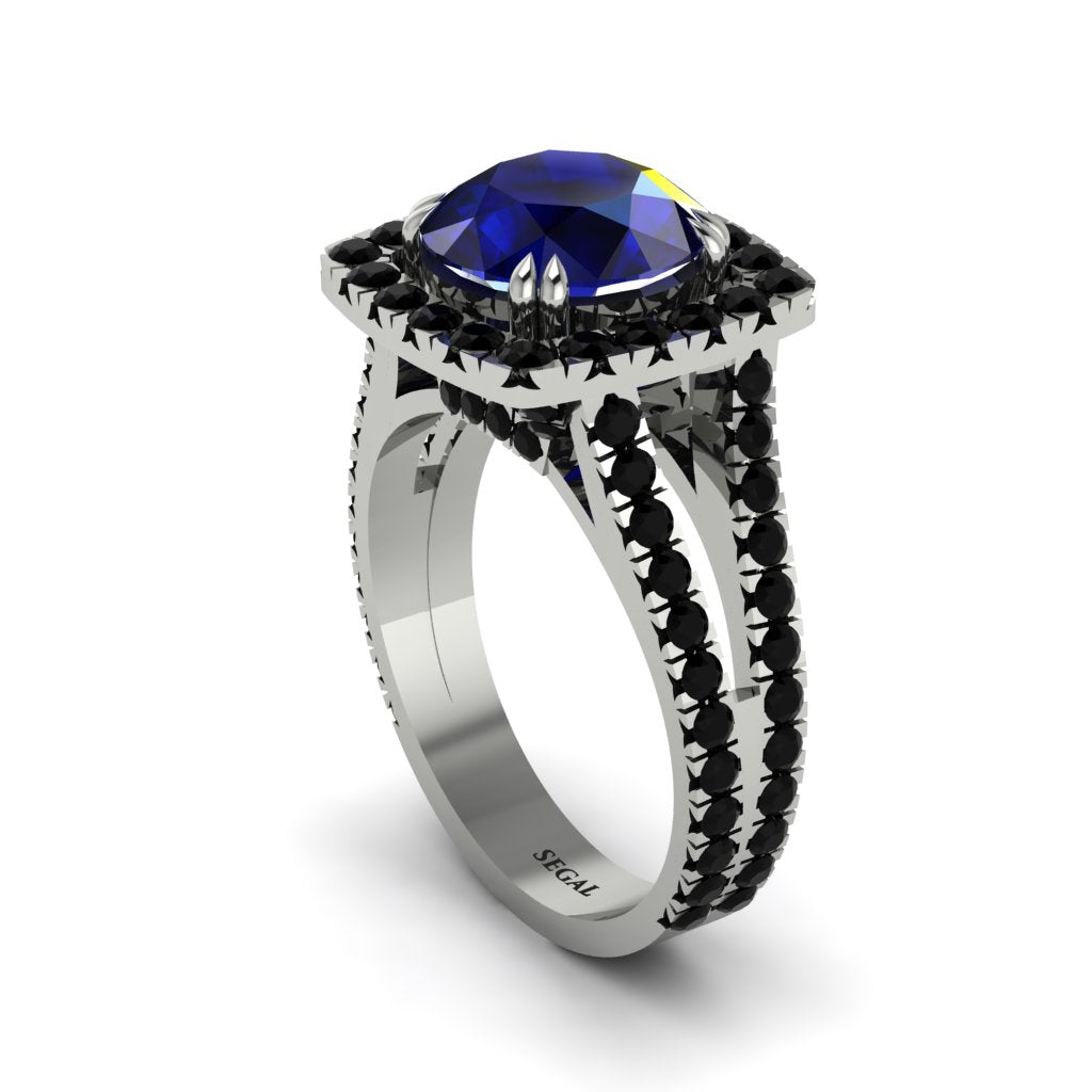 Sapphire Pave Split Shank Engagement Ring - Averie No. 45