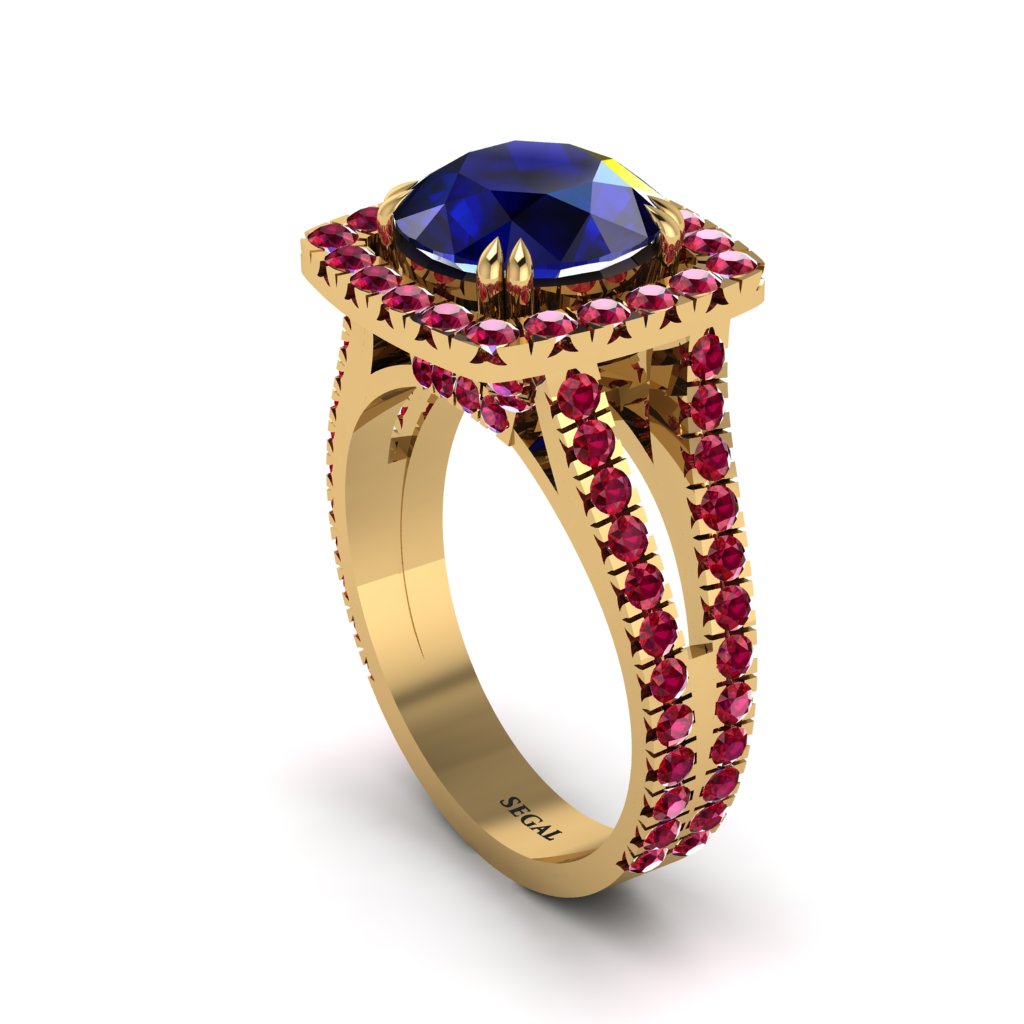Sapphire Pave Split Shank Engagement Ring - Averie No. 58