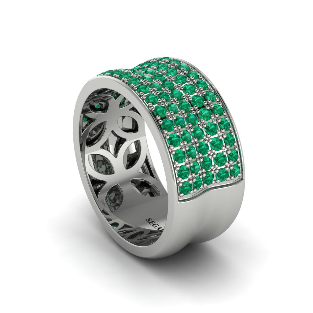 Emerald Pave Eternity Wedding Band - Mckinley No. 6