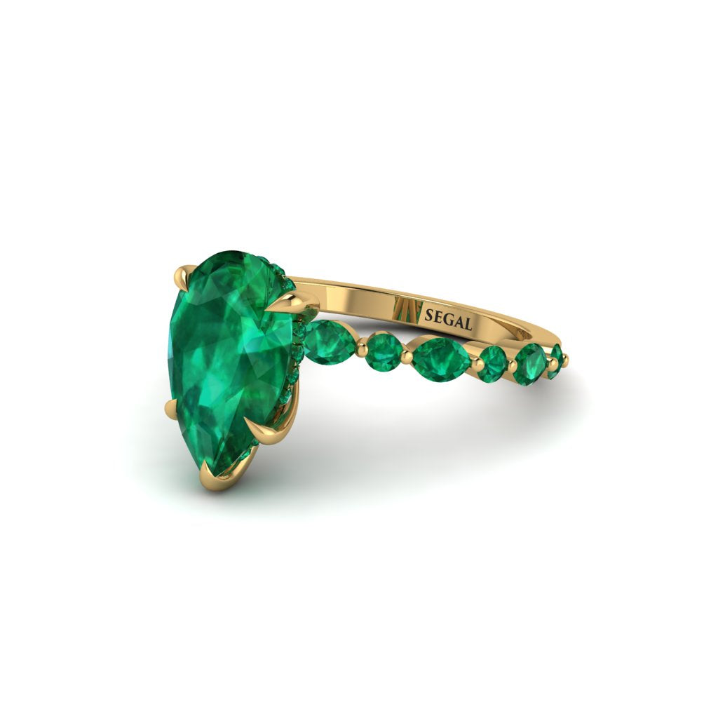 Pear-Cut Emerald Halo Engagement Ring - Nylah No. 19