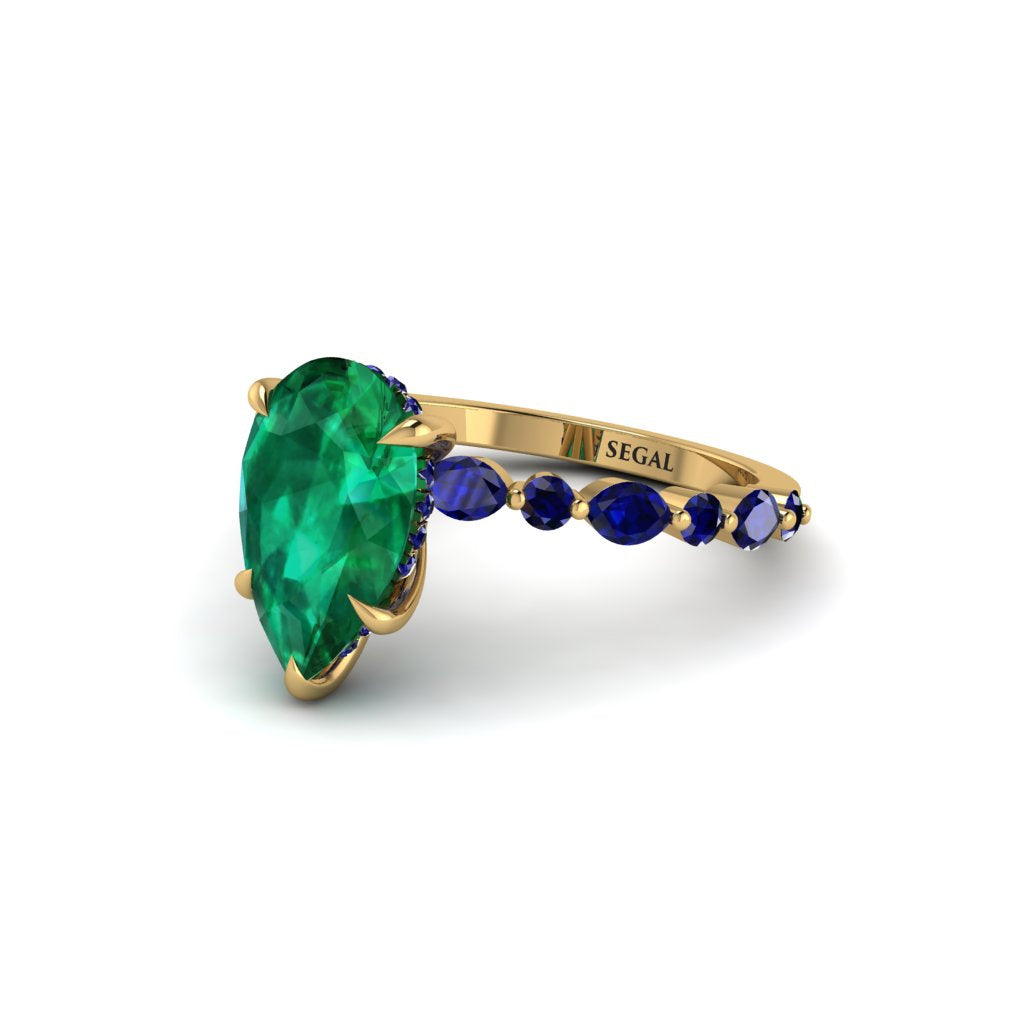 Pear-Cut Emerald Halo Engagement Ring - Nylah No. 64