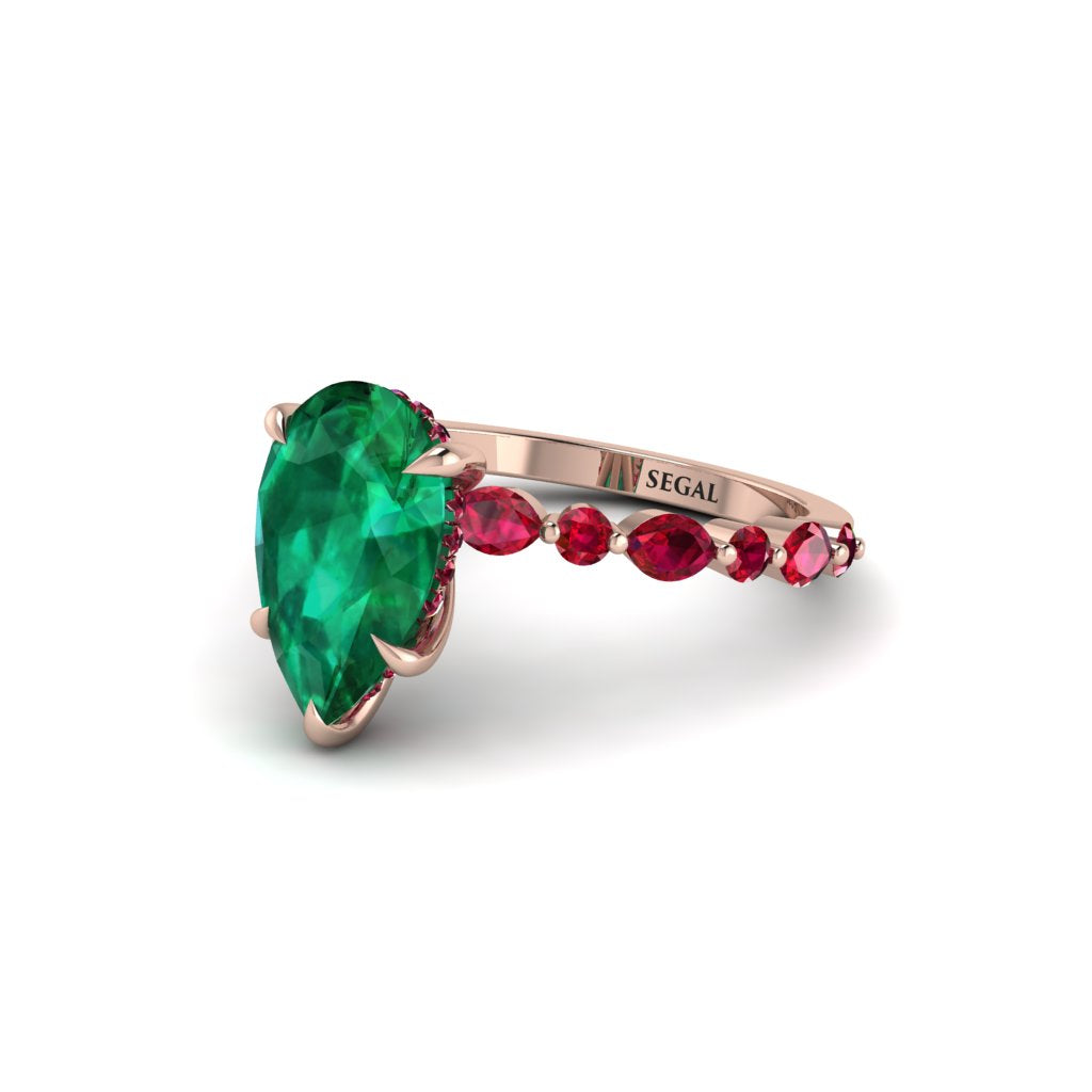Pear-Cut Emerald Halo Engagement Ring - Nylah No. 50
