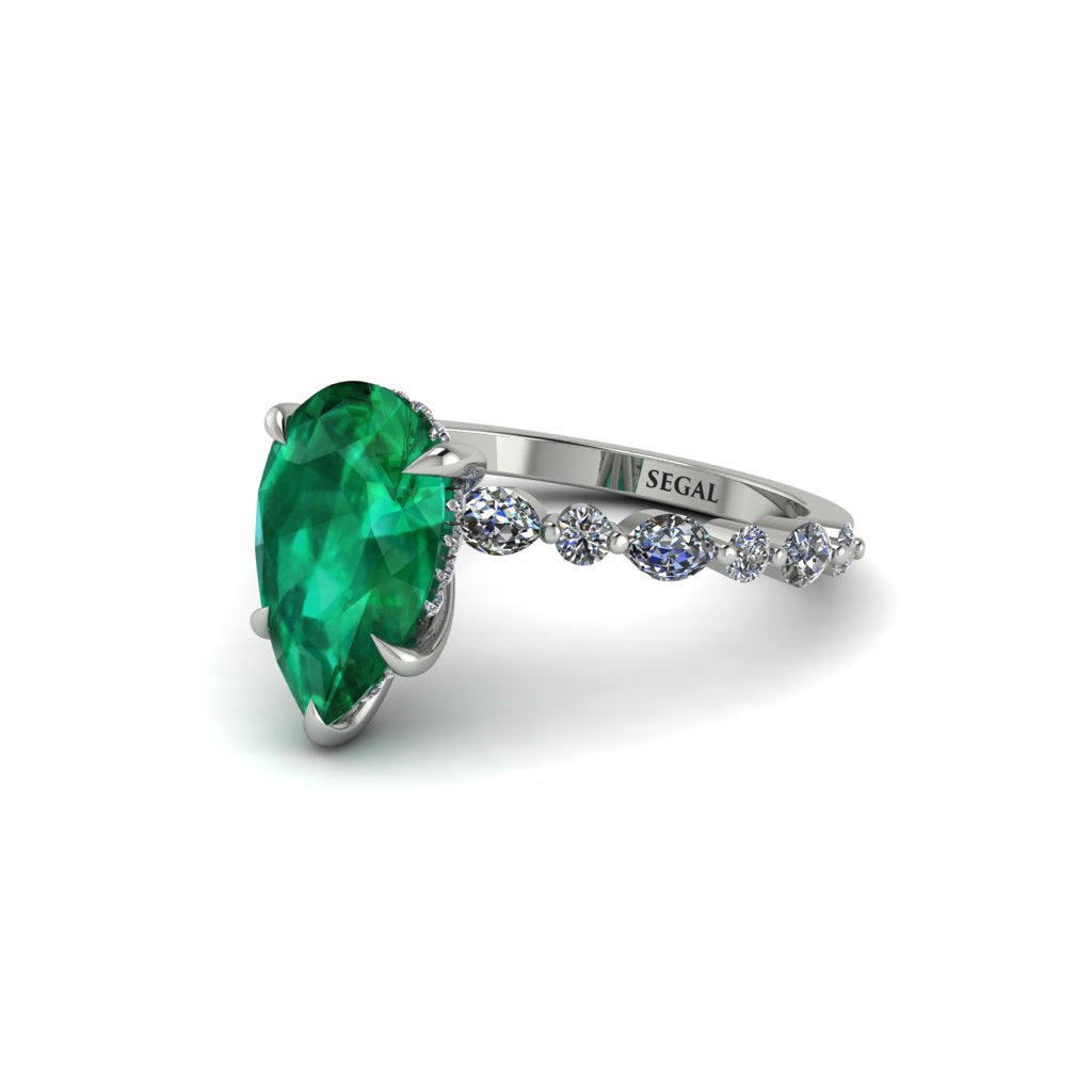 Pear-Cut Emerald Halo Engagement Ring - Nylah No. 6