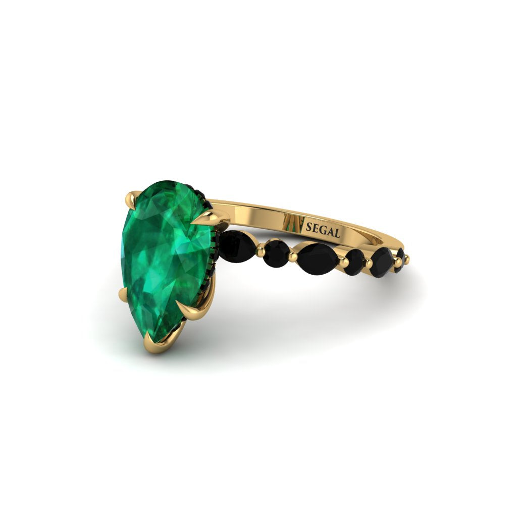 Pear-Cut Emerald Halo Engagement Ring - Nylah No. 34