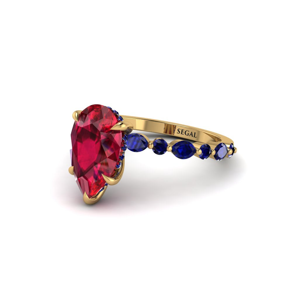 Pear-Cut Ruby Halo Engagement Ring - Nylah No. 70
