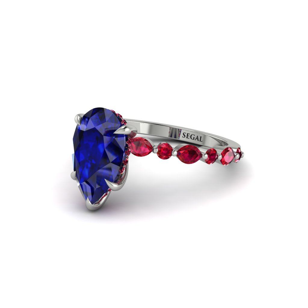 Pear-Cut Sapphire Halo Engagement Ring - Nylah No. 60