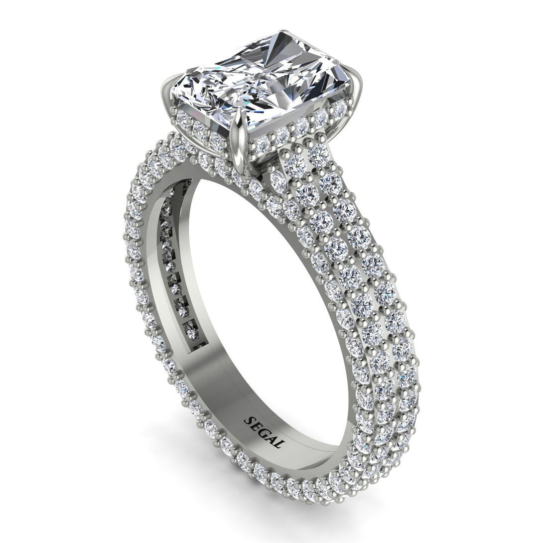 Radiant Cut Diamond Pave Engagement Ring - Kenzie No. 3