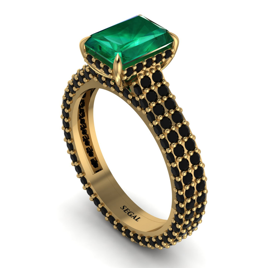 Radiant Cut Emerald Pave Engagement Ring - Kenzie No. 34