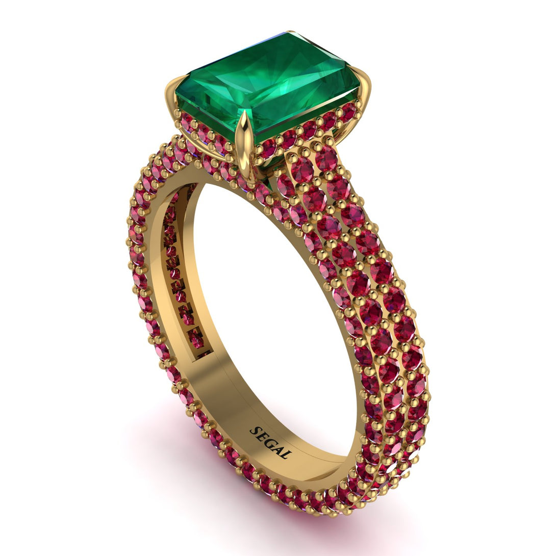 Radiant Cut Emerald Pave Engagement Ring - Kenzie No. 49