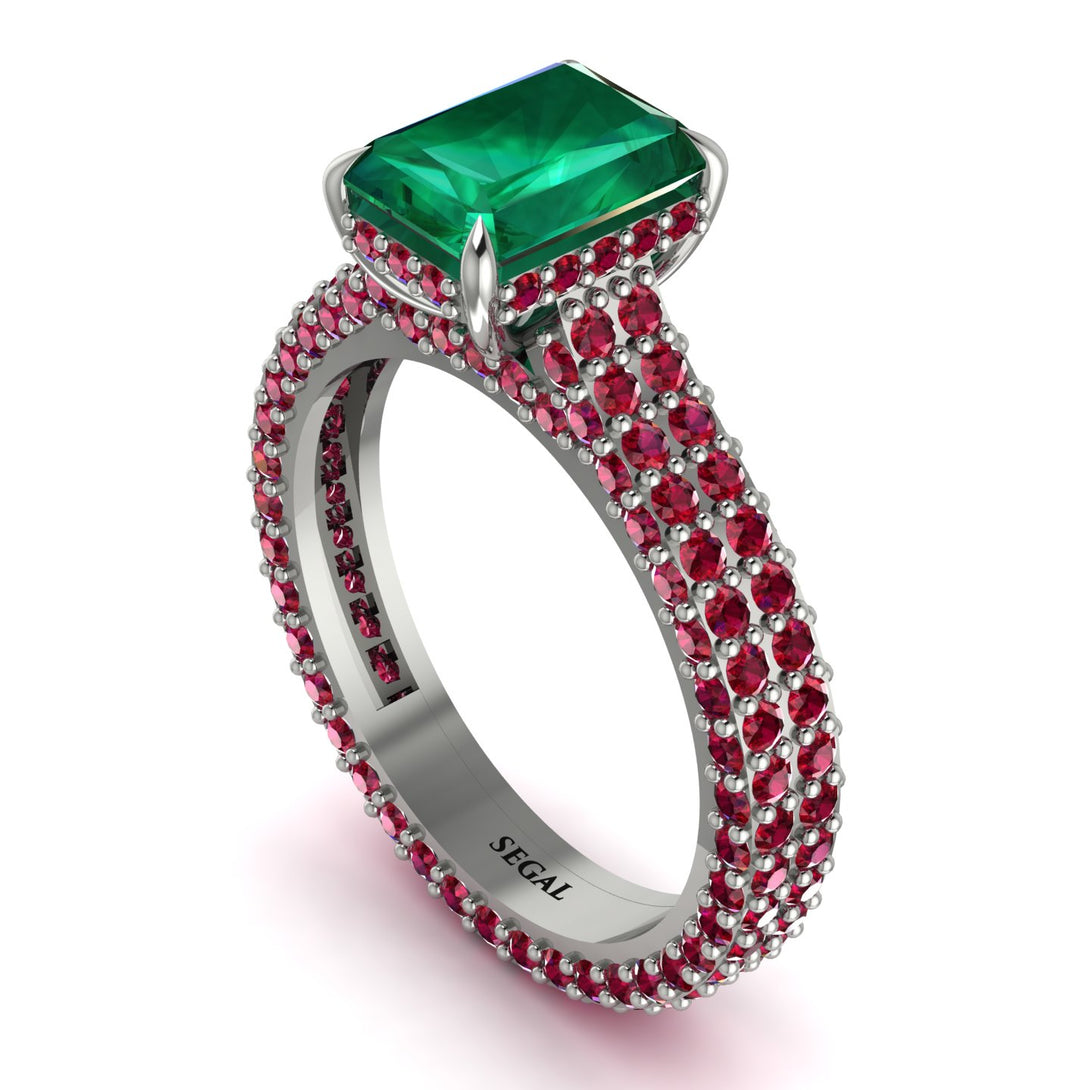 Radiant Cut Emerald Pave Engagement Ring - Kenzie No. 51