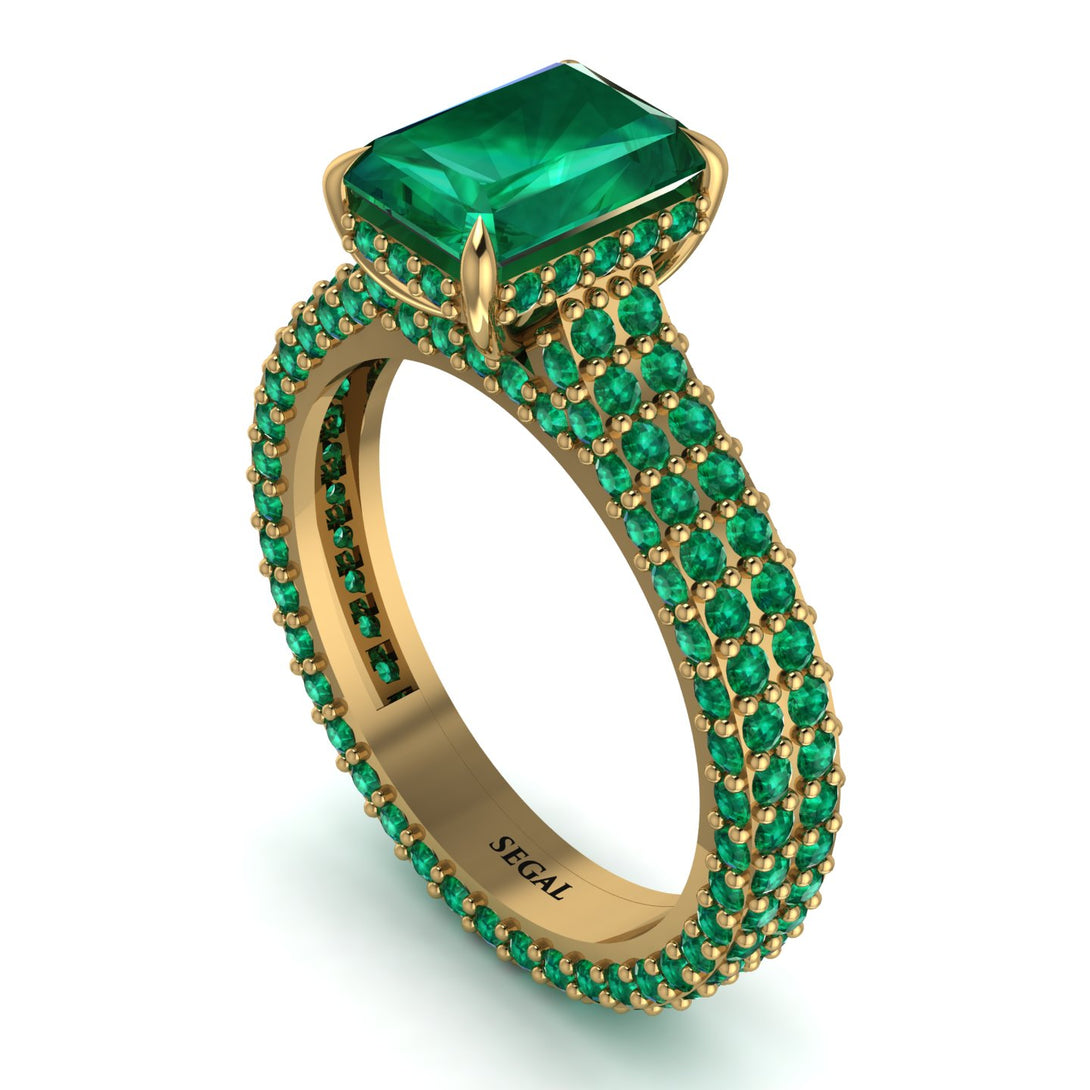 Radiant Cut Emerald Pave Engagement Ring - Kenzie No. 19