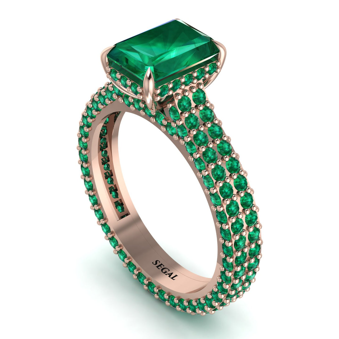 Radiant Cut Emerald Pave Engagement Ring - Kenzie No. 20