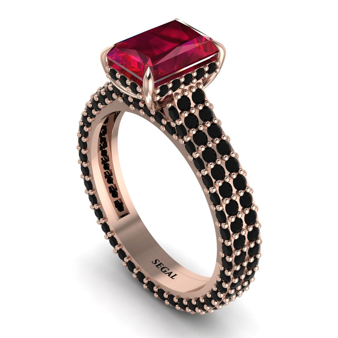 Radiant Cut Ruby Pave Engagement Ring - Kenzie No. 41